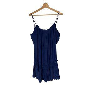 RAMMY BROOK Silk Navy Blue Sleeveless Ruffle Hem Mini Dress Women Medium